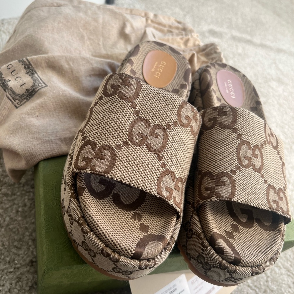 Gucci Beige Platform Sandals
